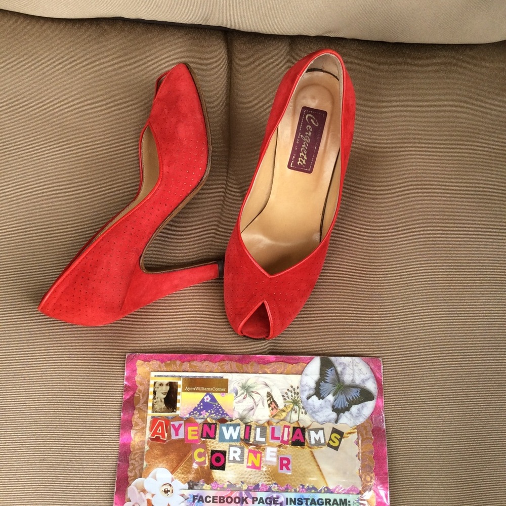 🔴SOLD🔴Red Cerquetti open toe pumps size 36.